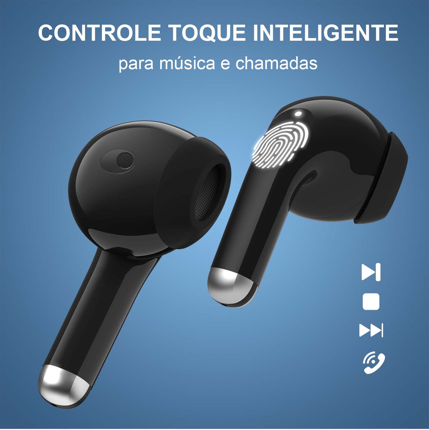 Fone de Ouvido Sem Fio Bluetooth 5.3 Intra-Auricular 1Hora AUT203 – Preto ou Branco