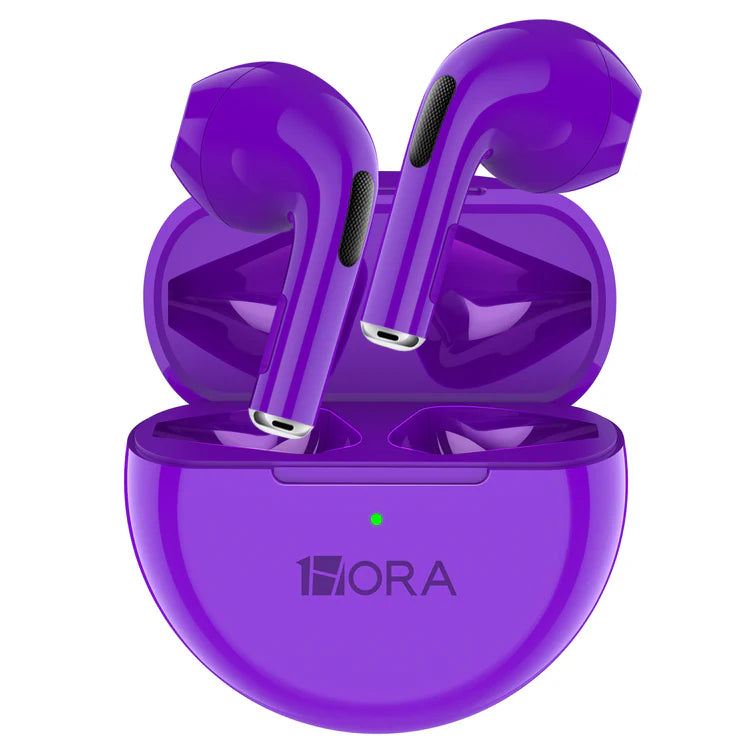 Fone de ouvido 1Hora AUT119 Roxo com estojo compacto e display LED aceso