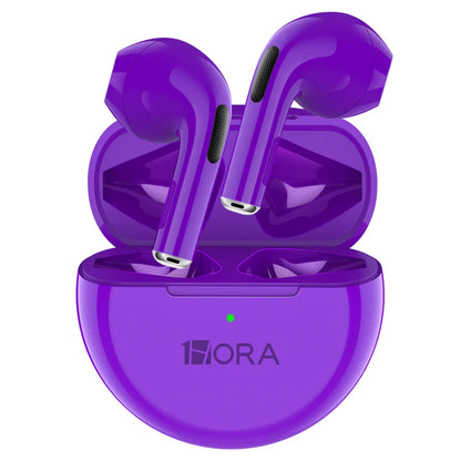 Fone de ouvido 1Hora AUT119 Roxo com estojo compacto e display LED aceso