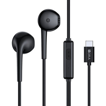 Fone Tipo C 1HORA AUT124 Preto  – Visão geral com design moderno e entrada USB-C