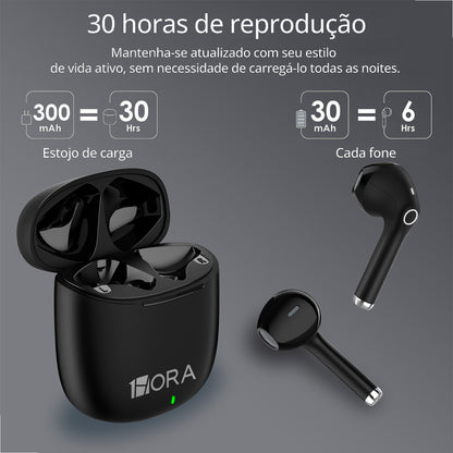 Fone Bluetooth Sem Fio 1HORA AUT201 – USB‑C, Som Imersivo e 22h de Bateria