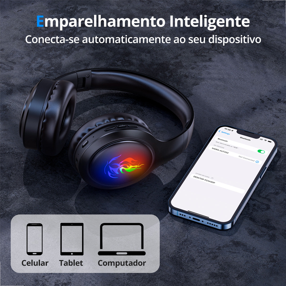 Conexão Bluetooth 5.1 estável com alcance de até 10 metros