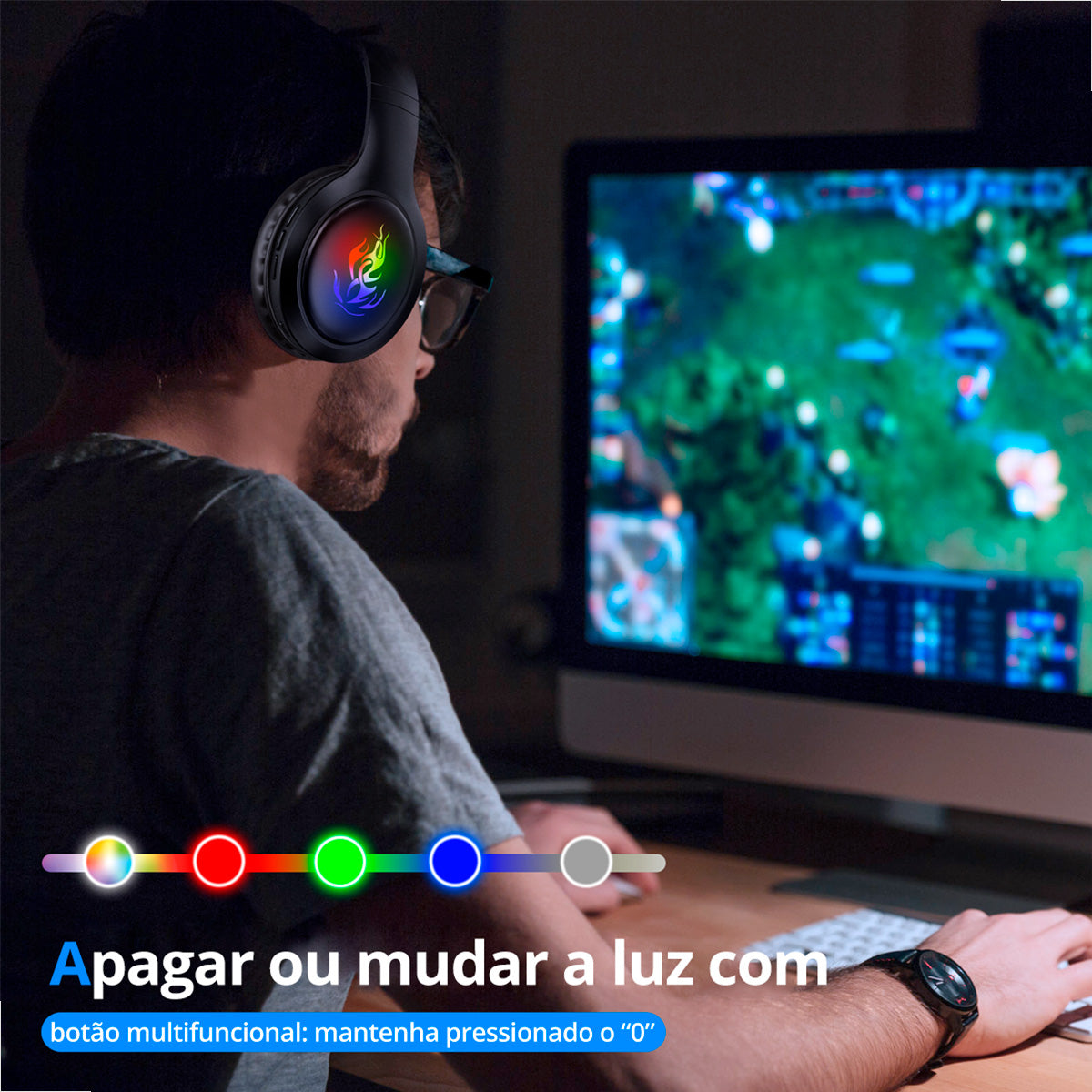 Autonomia de até 40 horas com carregamento rápido USB