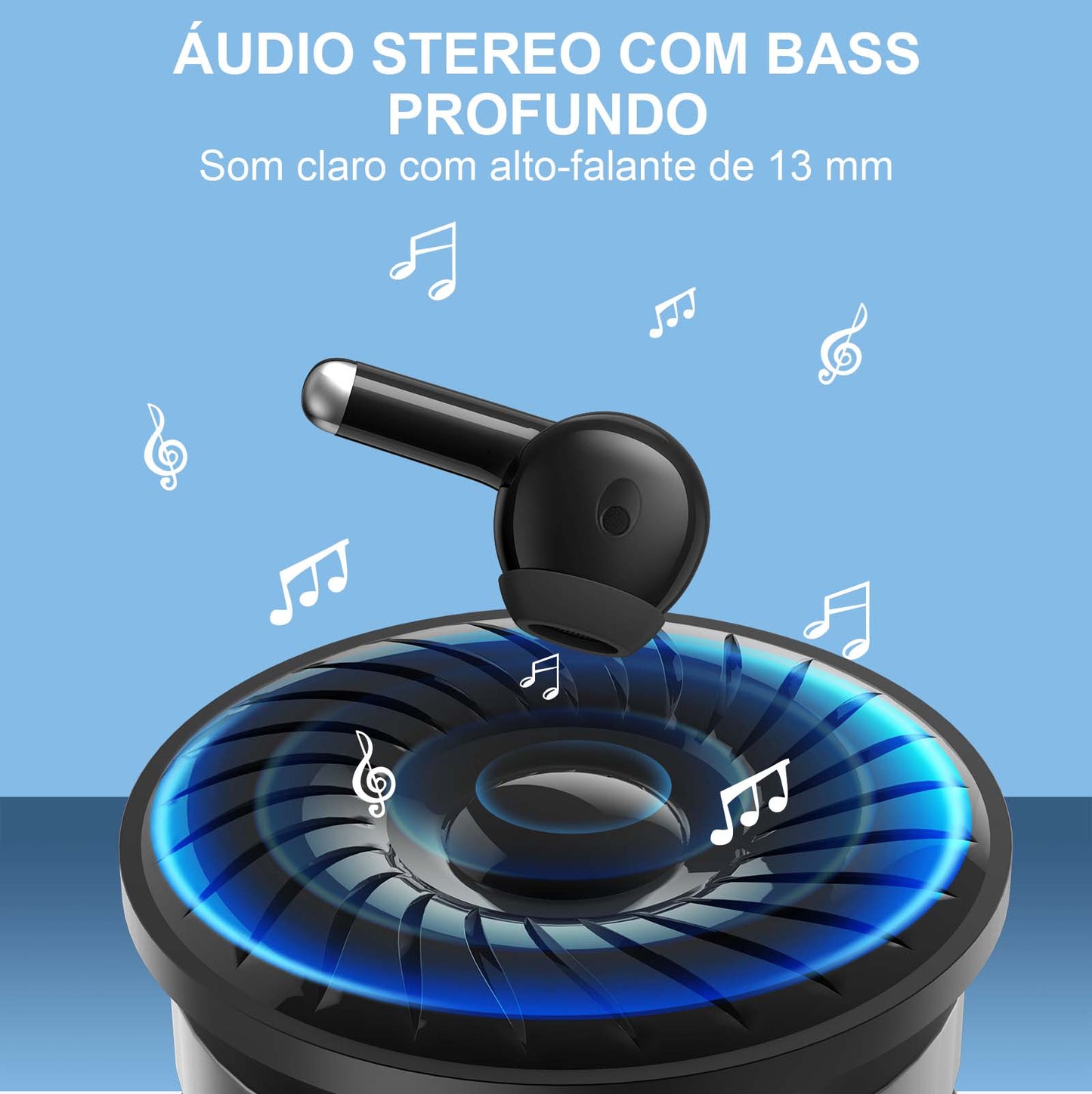 Fone de Ouvido Sem Fio Bluetooth 5.3 Intra-Auricular 1Hora AUT203 – Preto ou Branco