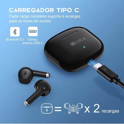 Fone de Ouvido Sem Fio Bluetooth 5.3 Intra-Auricular 1Hora AUT203 – Preto ou Branco