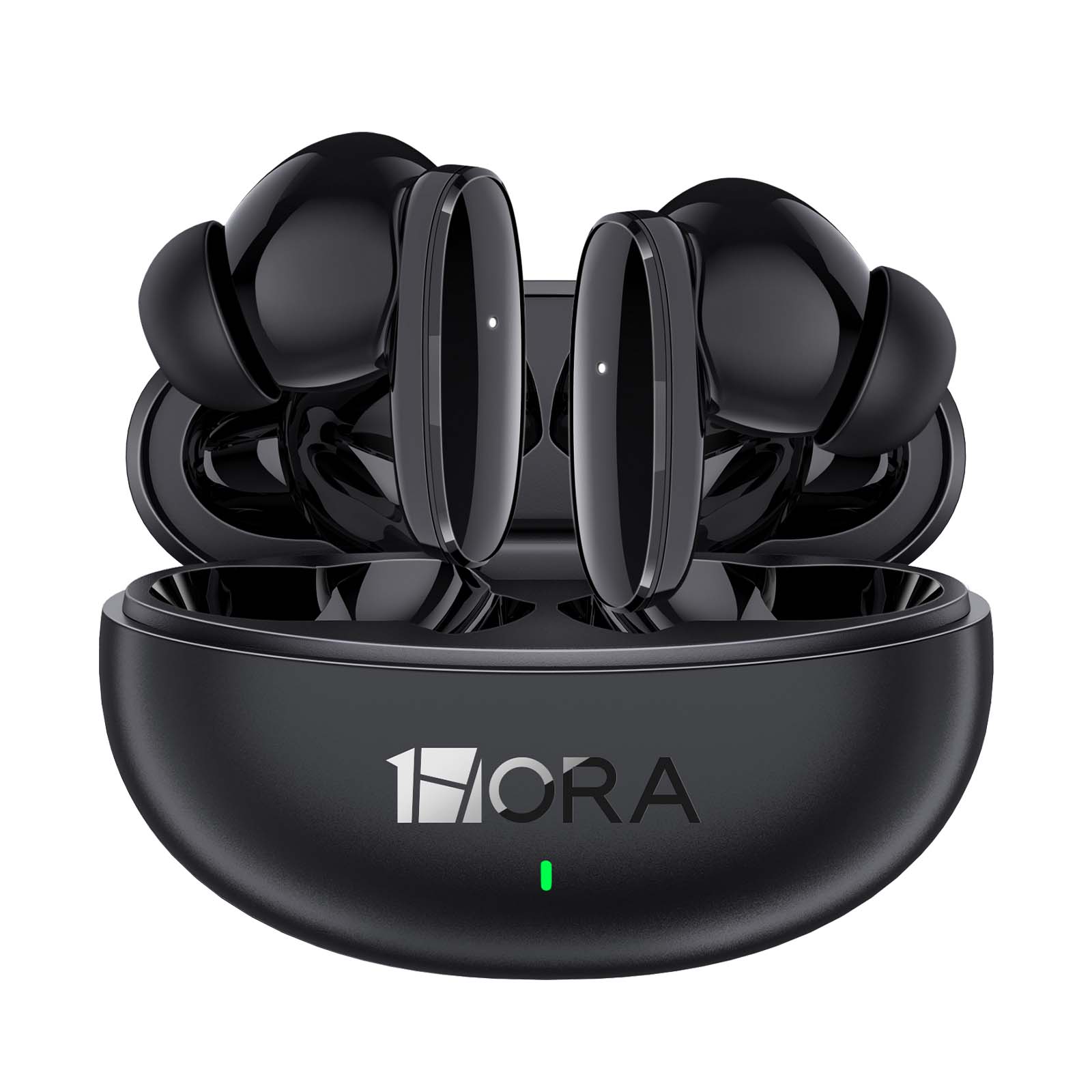 Fone Bluetooth AUT205 com estojo de carregamento aberto exibindo design premium da marca 1HORA
