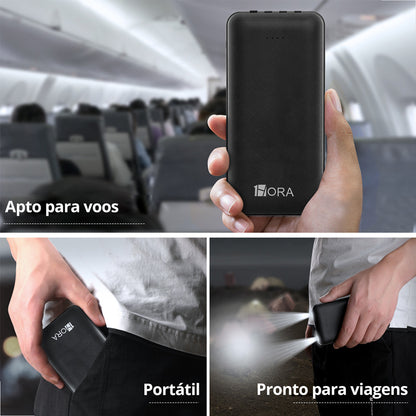 Carregador portátil 1HORA com design compacto de 14x6,7x2,1cm