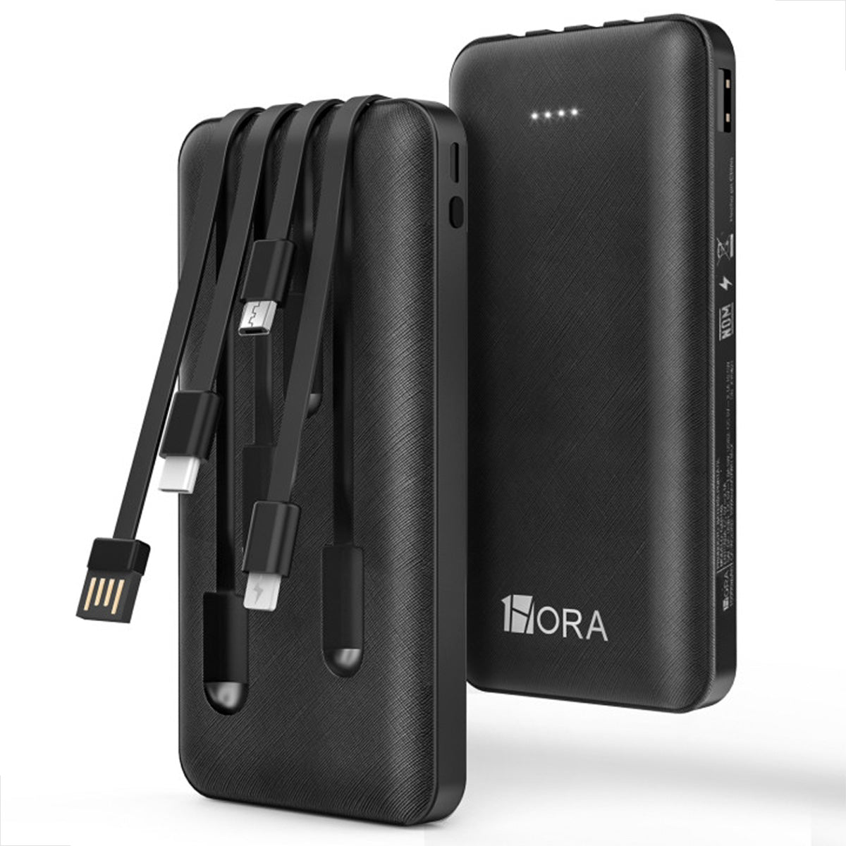 Power Bank 1HORA GAR148 com capacidade de 10.000mAh e cabos integrados