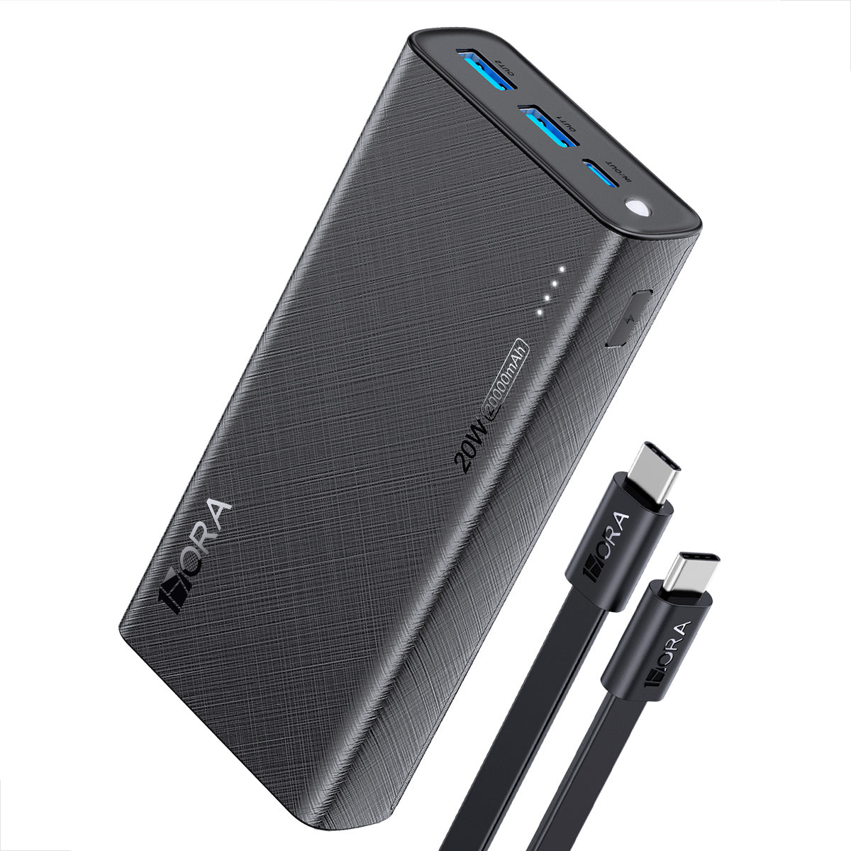 Power Bank 1HORA GAR158 preto com 20000mAh e carregamento rápido PD 22.5W